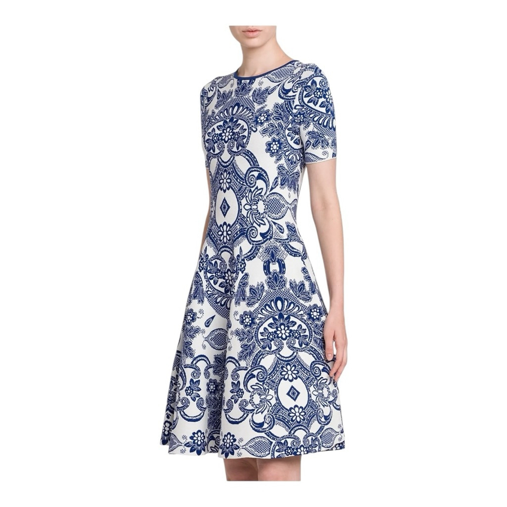 Women's Etro White and Blue Medallion Lace Effect Minidress Size 2 (38) - Picture 4 of 15